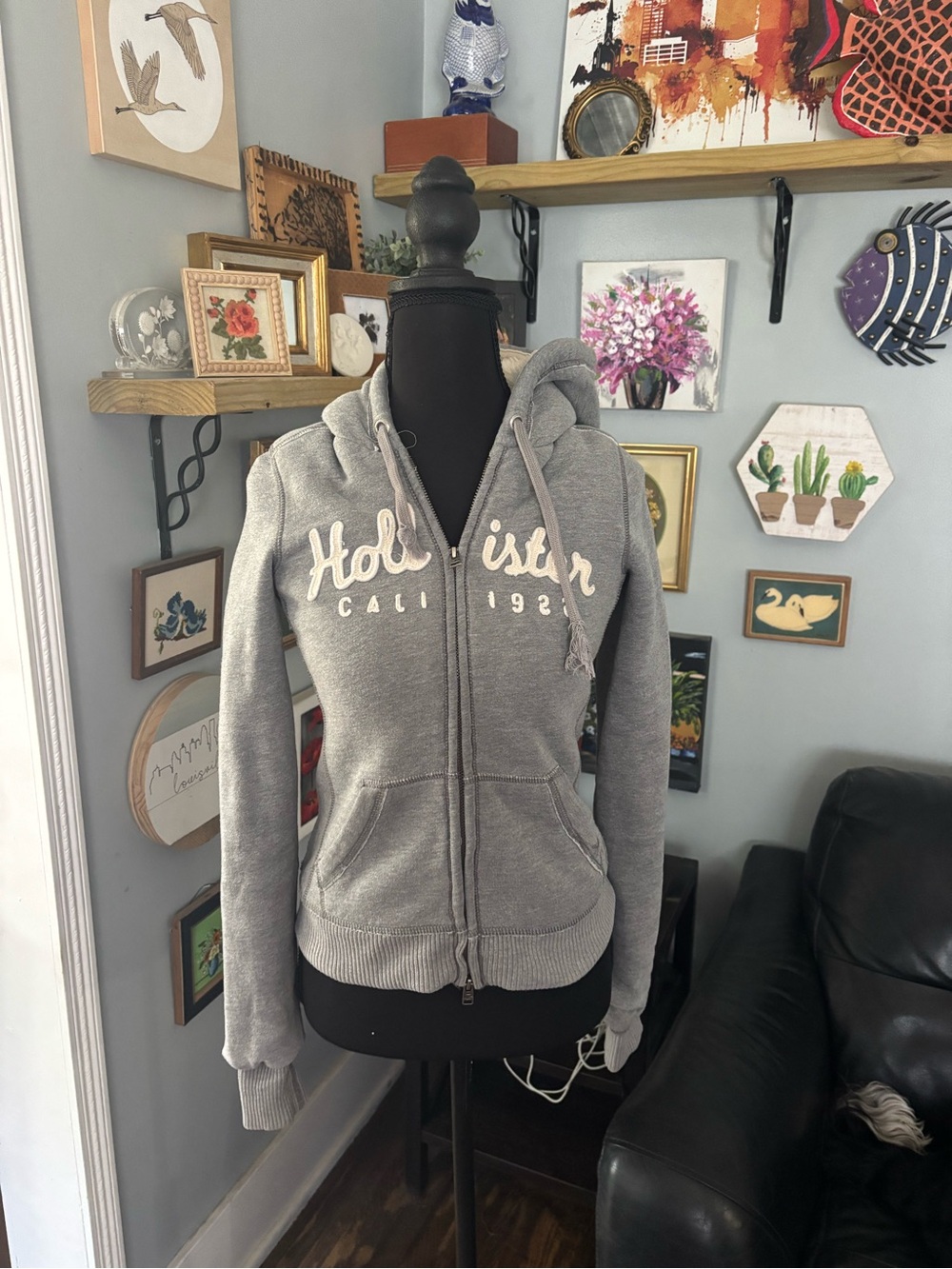 VTG Y2K Hollister Sherpa lined jacket hoodie womens XS FLAW